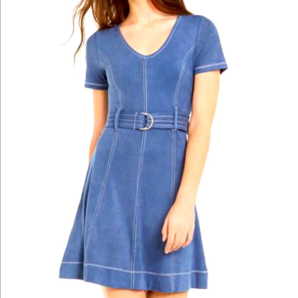 Derek Heart Jr’s Belted Faux-Suede A-Line Dress